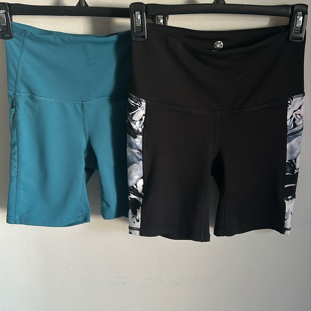 GAIAM 2 Pair High Rise Performance Compression Athletic Yoga Workout Shorts